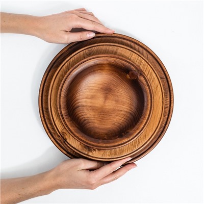 Набор тарелок из натурального кедра Mаgistrо, 3 шт, 27,5×3 см, 23,5×4 см, 19×4,5 см, цвет шоколадный