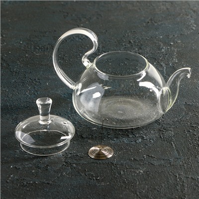 Чайник стеклянный заварочный с металлическим ситом Доляна «Элегия», 400 мл