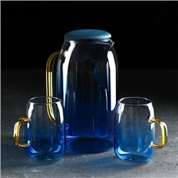 Набор питьевой из стекла «Модерн», кувшин 1,5 л, кружки 300 мл, 2 шт