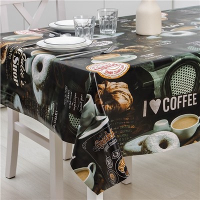 Клеёнка столовая на тканевой основе Доляна «Я люблю кофе», рулон 20 метров, ширина 137 см