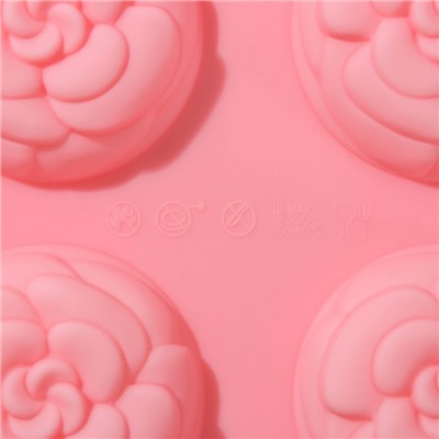 Форма силиконовая для выпечки Доляна «Цветы. Пионы», 8 ячеек, 28×16×2 см, ячейка диаметр 5,5 см, цвет МИКС