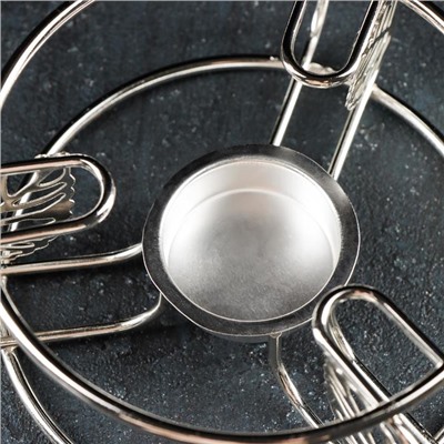 Подставка-подогрев для чайника, 13,5×13,5×6 см, цвет серебряный