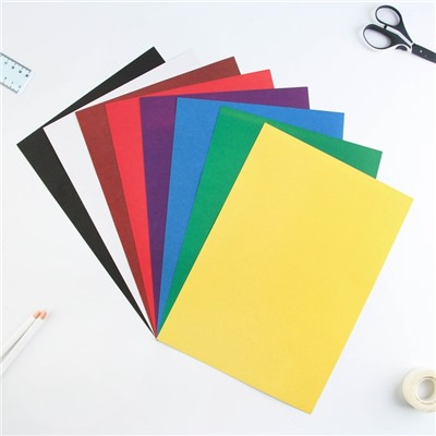 Набор «Для отличной учёбы», цветной картон 8 лисов, 8 цветов, плотность 220 г/м односторонний, цветная бумага 8 листов, 8 цветов, двухсторонний, формат А4