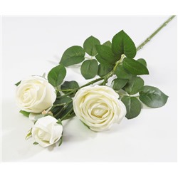 Ветка розы 3 цветка с латексным покрытием молочная
