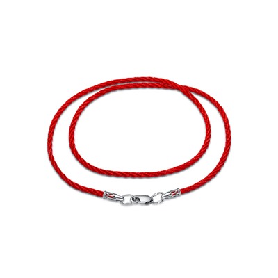 Красный шнурок на шею с серебряными оконцевателями диаметр 2,5 мм -1432