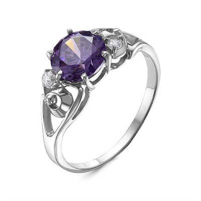 Серебряное кольцо с фиолетовым фианитом - 1225