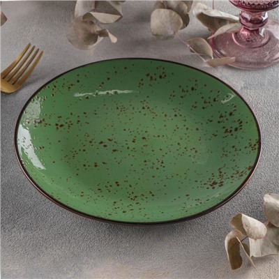 Тарелка керамическая обеденная «Созвездие», d=21 см, цвет зелёный