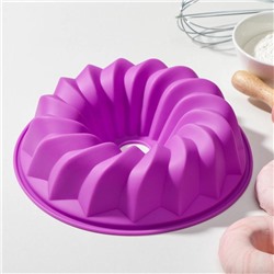Форма для выпечки силиконовая Доляна «Немецкий кекс. Заварное», d=21 см, цвет фиолетовый