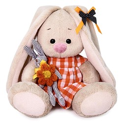 Мягкая игрушка «Зайка Ми в оранжевом платье с зайчиком», 15 см