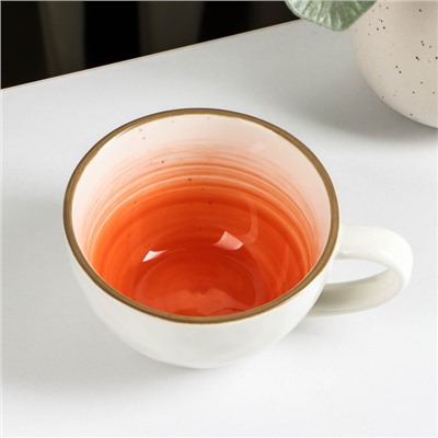 Чашка керамическая Доляна «Космос», 250 мл, цвет оранжевый