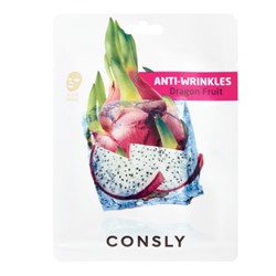 Антивозрастная тканевая маска с экстрактом драгонфрута CONSLY Dragon Fruit Anti-Wrinkles Mask Pack