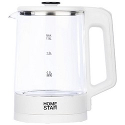 Чайник стеклянный электрический 1,8 л 1,5 кВт подсветка белый HS-1008 HomeStar (1/12)