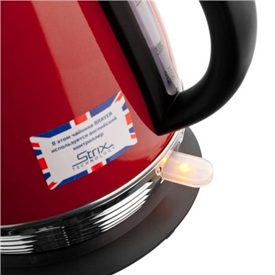 Чайник металлический электрический 1,7 л 2,2 кВт встроеный термометр красный Brayer (1/6)