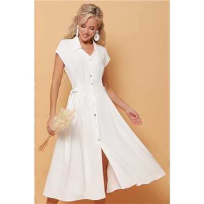 Платье-рубашка белое с воротником