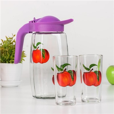 Набор питьевой «Фруктово-ягодный микс», 3 предмета: кувшин 1,3 л, стаканы 230 мл, 2 шт, рисунок и цвет МИКС