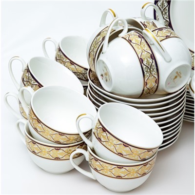 Набор посуды Balsford «Эстелла», 130 предметов, цветной дизайн с золотом