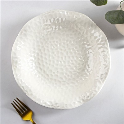 Тарелка керамическая десертная «Воздушность», 500 мл, d=23 см, цвет белый