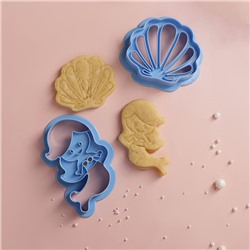 Набор форм для печенья Доляна «Русалочка», 2 шт, 14×13×2 см, цвет голубой