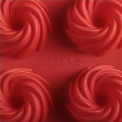 Форма силиконовая для выпечки Доляна «Немецкий кекс. Вихрь», 28,5×17 см, 8 ячеек, цвет МИКС