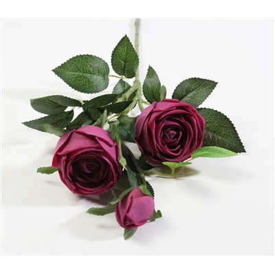 Ветка розы 3 цветка с латексным покрытием бордо