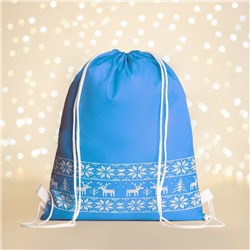 Мешок-рюкзак новогодний на шнурке, цвет голубой