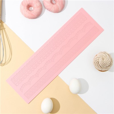 Силиконовый коврик для айсинга Доляна «Ретро», 40×12 см, цвет розовый