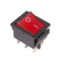 [34581] Выключатель 15А 250В, ON-OFF, 4с, красный с подсветкой, упаковка 10 штук (Ч.)