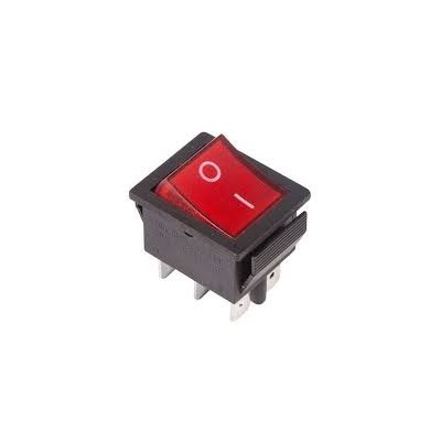 [34578] Выключатель 15А 250В, ON-OFF, 6с, красный с подсветкой (Ч.)