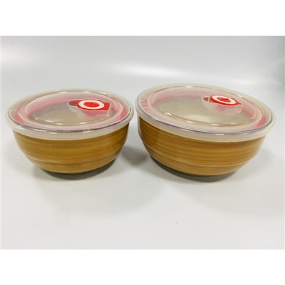 Набор из 2 салатников с пластиковыми крышками Elrington «Аэрограф песок»