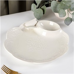 Блюдо керамическое Доляна «Бабочка», d=25 см, цвет белый