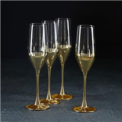 Набор бокалов для шампанского «Электрическое золото», 160 мл, 4 шт