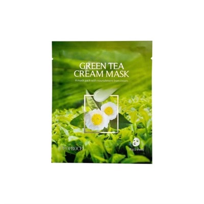 Тканевая маска для лица с кремовой пропиткой с экстрактом зелёного чая DEOPROCE GREEN TEA CREAM MASK