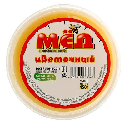 Медовая компания "Мёд правильных пчёл" цветочный, пластиковое ведро, 450 гр.