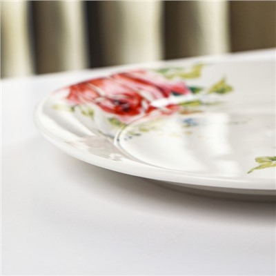 Тарелка фарфоровая десертная Доляна «Роза», d=20,3 см, цвет белый