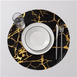 Салфетка сервировочная на стол «Мрамор», d=38 см, цвет чёрный