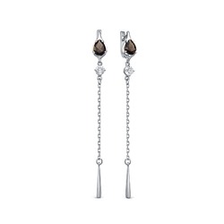 Серебряные серьги с раух-топазами - 1302