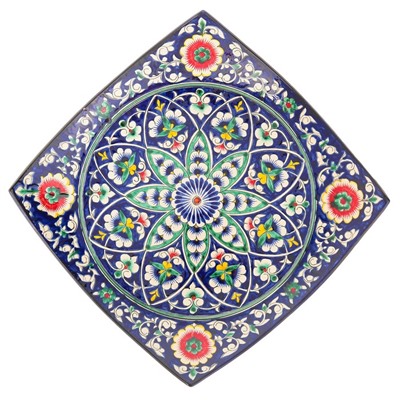 Ляган Риштанская Керамика "Узоры", 31 см, квадратный, синий