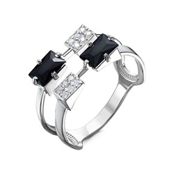 Серебряное кольцо с черными фианитами - 1233