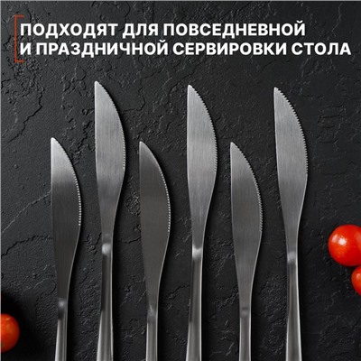 Набор ножей столовых Доляна Sentiment, 6 шт, цвет серебряный