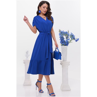 Платье синее с драпировкой