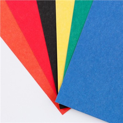 Картон цветной «Котик», формат А4, 6 листов, 6 цветов, немелованный односторонний.