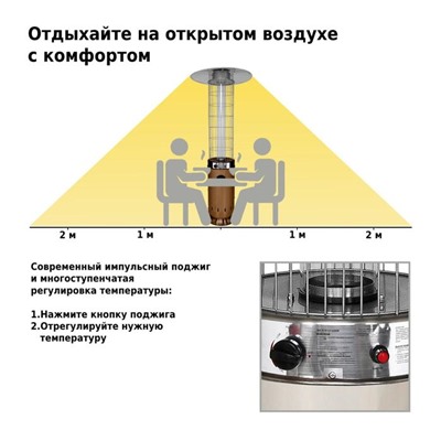 Обогреватель газовый, уличный, античный, коричневый