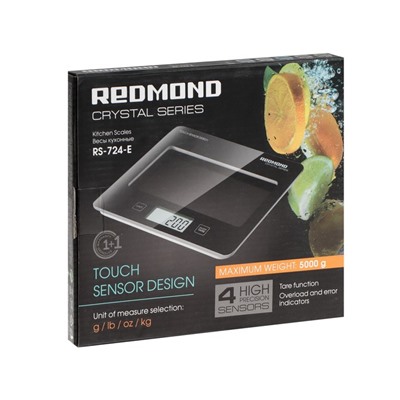 Весы кухонные Redmond RS 724-E, электронные, до 5 кг, чёрные
