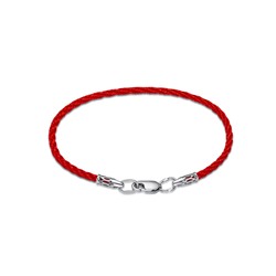 Красный шнурок-браслет с серебряными оконцевателями диаметр 2,5 мм -1432