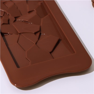Форма для шоколада силиконовая Доляна «Дробленый шоколад», 21,2×10,6×1 см, цвет шоколадный
