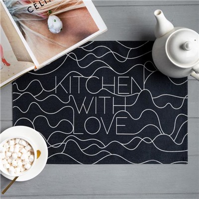 Салфетка на стол Доляна Kitchen with love, 30х45 см, полиэстер 100%