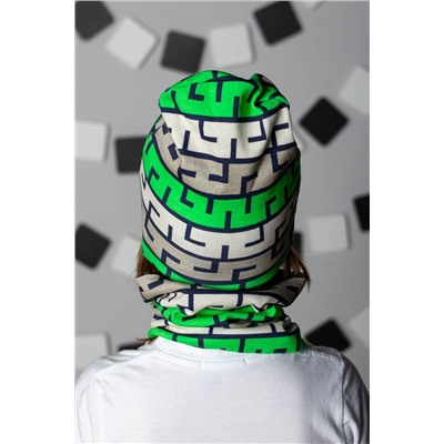 Комплект Зигзаг-зеленый (шапка+нуд)