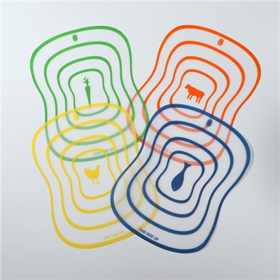 Набор досок разделочных пластиковых гибких Доляна «Ассорти», 4 шт, 30×23 см