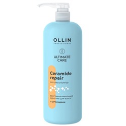 Восстанавливающий шампунь для волос с церамидами ULTIMATE CARE OLLIN 1000 мл