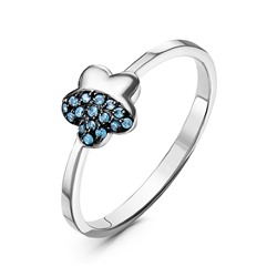 Серебряное кольцо с голубыми фианитами  - 959